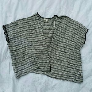 Say What? Black and White Knit Short Sleeve Shrug